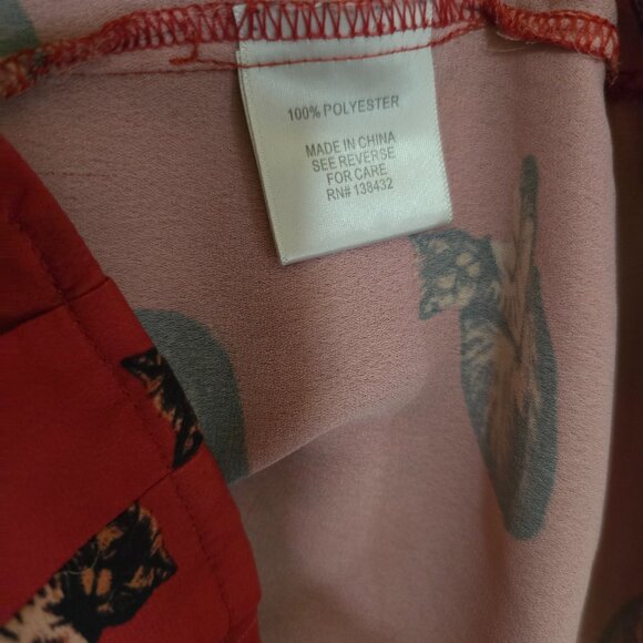 MODCLOTH - Minor Damange -  Cat Print Tank Top Collared V Neck Blouse in‎ Red 1X - Picture 6 of 11